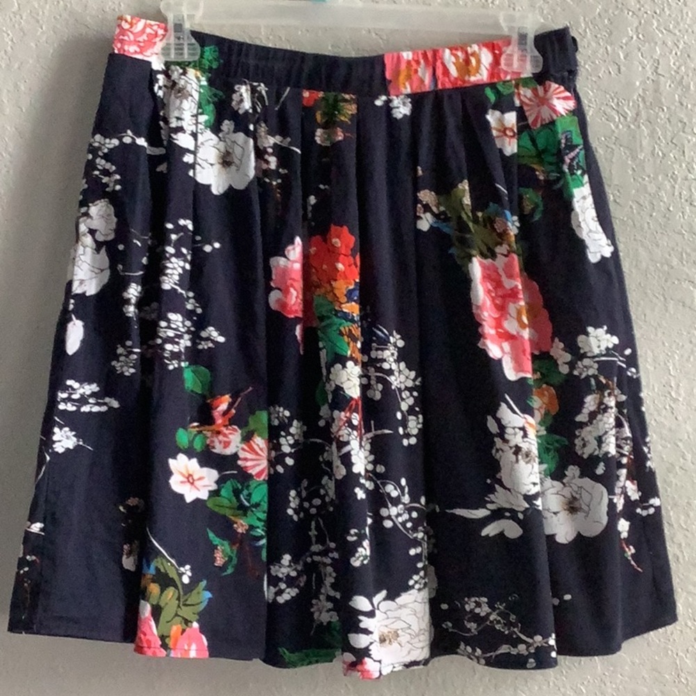 Pink and Red Pleated Skater Skirt